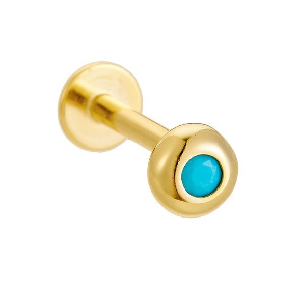 Wholesale Women's Geometric Diamond Design Turquoise Inlaid S925 Sterling Silver Body Piercing Earrings