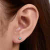 Wholesale Women's Geometric Diamond Design Turquoise Inlaid S925 Sterling Silver Body Piercing Earrings