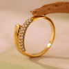 Wholesale Women's Geometric Diamond Index Finger Ring Made Of Stainless Steel And Zircon With 18K Gold Electroplating