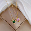 Wholesale Women's Geometric Diamond Inlaid Titanium Steel And Brass Heart Flower Necklace