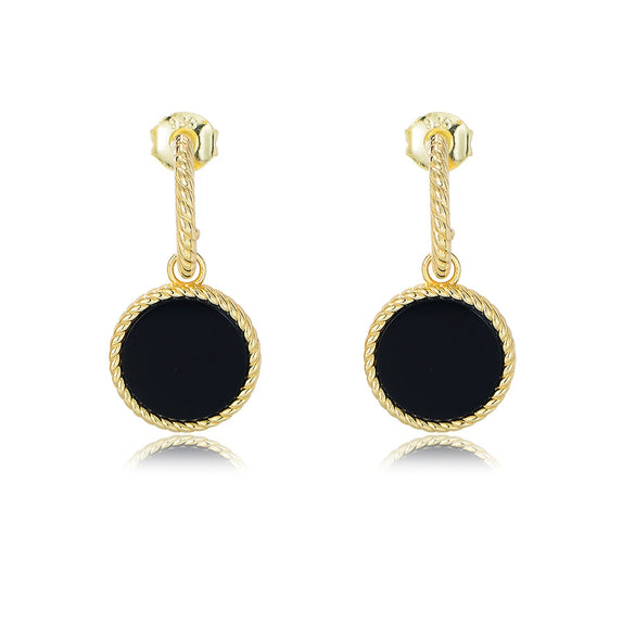 Wholesale Women's Geometric Diamond Round Black Onyx Sterling Silver 925 Silver Earrings