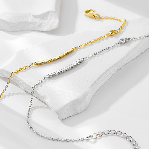 Wholesale Women's Geometric Diamond S925 Sterling Silver Bracelet Simple Cold Style Jewelry