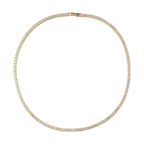 Wholesale Women's Geometric Diamond S925 Sterling Silver Goldplated Tennis Necklace