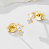Wholesale Women's Geometric Diamond Set Natural Pearl S925 Sterling Silver Earrings