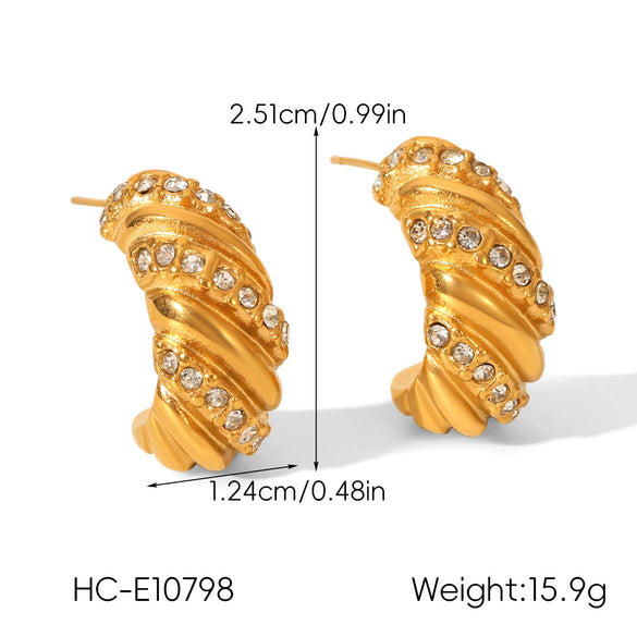 Wholesale Women's Geometric Diamond Stainless Steel Earrings