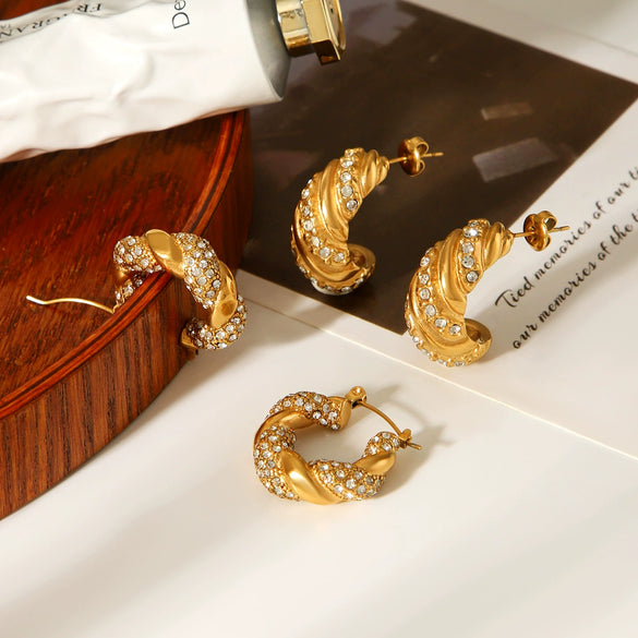 Wholesale Women's Geometric Diamond Stainless Steel Earrings