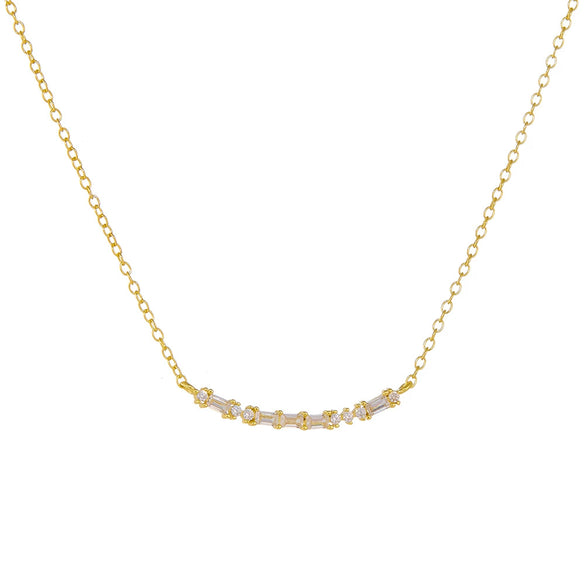 Wholesale Women's Geometric Diamond 925 Sterling Silver Rectangular Zircon Smile Pendant Cross Chain Necklace