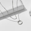 Wholesale Women's Geometric Diamond 925 Sterling Silver Satellite Chain Necklace Ring Stacked Clavicle Chain