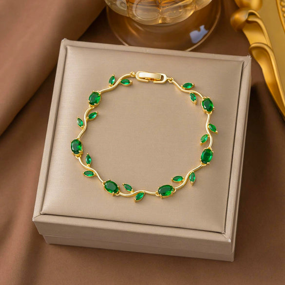 Wholesale Women's Geometric Diamondencrusted Copper Branch Bracelet Luxury Jewelry