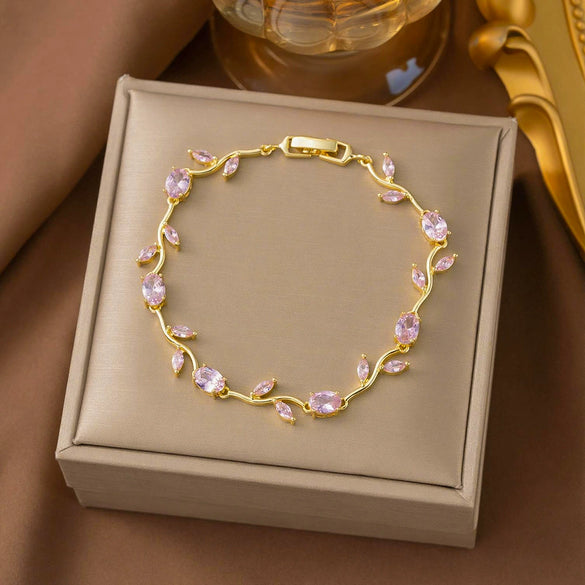 Wholesale Women's Geometric Diamondencrusted Copper Branch Bracelet Luxury Jewelry