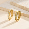 Wholesale Women's Geometric Diamondencrusted Ear Clips And Hoops In Stainless Steel With Vacuum Real Gold Plating