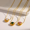 Wholesale Women's Geometric Diamondencrusted Stainless Steel Necklace With Pvd Furnace Vacuum Real Gold Plating And Round Snake Chain