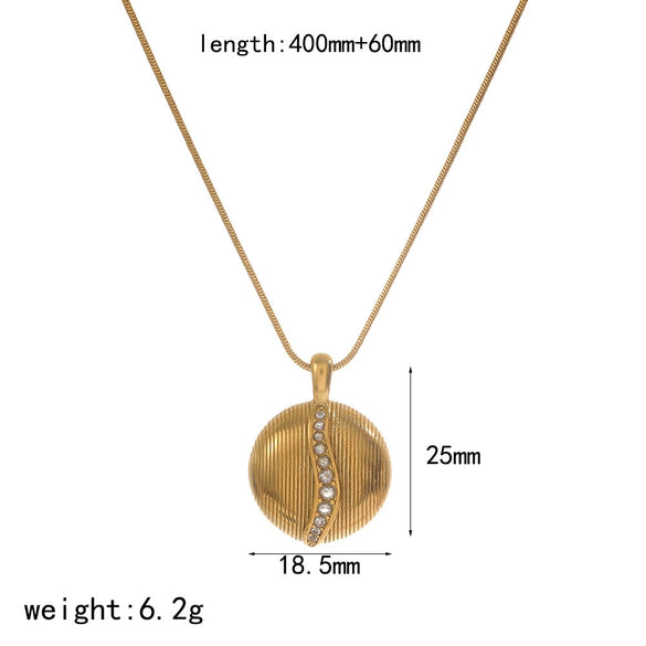 Wholesale Women's Geometric Diamondencrusted Stainless Steel Pendant Necklace With Vacuum Real Gold Plating In Pvd Furnace And Round Snake Chain