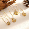 Wholesale Women's Geometric Diamondencrusted Stainless Steel Pendant Necklace With Vacuum Real Gold Plating In Pvd Furnace And Round Snake Chain