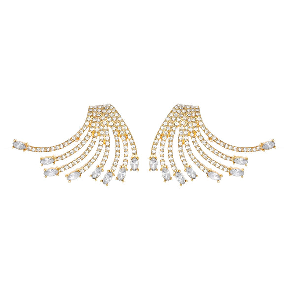 Wholesale Women's Geometric Diamondstudded Alloy 14K Gold Earrings In Light Luxury Style
