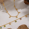 Wholesale Women's Geometric Doublelayer Necklace With Zircon Inlay Stainless Steel 18K Real Gold Plated Jewelry