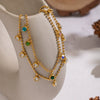 Wholesale Women's Geometric Doublelayer Necklace With Zircon Inlay Stainless Steel 18K Real Gold Plated Jewelry