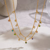 Wholesale Women's Geometric Doublelayer Necklace With Zircon Inlay Stainless Steel 18K Real Gold Plated Jewelry