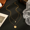 Wholesale Women's Geometric Doublelayer Round Pendant Necklace With Cross Chain In Stainless Steel And Titanium Steel Electroplated