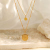 Wholesale Women's Geometric Doublelayer Round Pendant Necklace With Cross Chain In Stainless Steel And Titanium Steel Electroplated