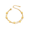 Wholesale Women's Geometric Doublelayered Heart Stainless Steel 18K Gold Plated Bracelet