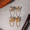 Wholesale Women's Geometric Doubleline Cshaped Electroplated Titanium Steel Earrings With Gold And Silver Tassels