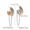 Wholesale Women's Geometric Doubleline Cshaped Electroplated Titanium Steel Earrings With Gold And Silver Tassels