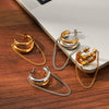 Wholesale Women's Geometric Doubleline Cshaped Electroplated Titanium Steel Earrings With Gold And Silver Tassels