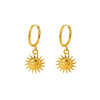 Wholesale Women's Geometric Doublesided Smiling Face Sun Pendant Stainless Steel Earrings With 18K Gold Plating