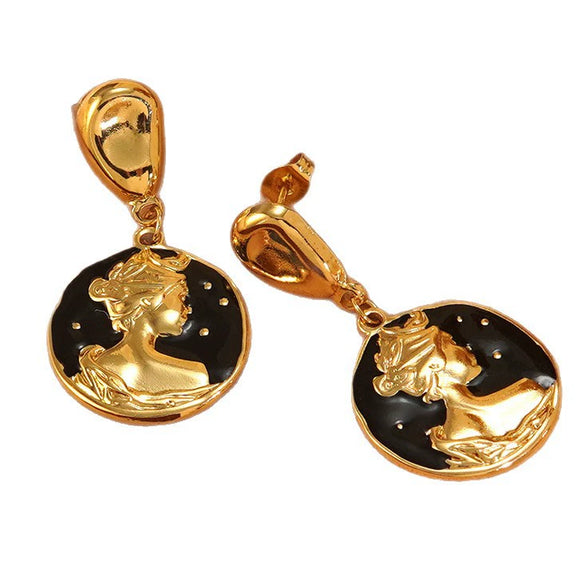 Wholesale Women's Geometric Dripping Oil Enamel Stainless Steel Earrings