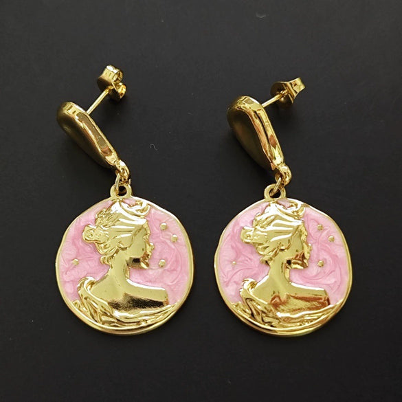 Wholesale Women's Geometric Dripping Oil Enamel Stainless Steel Earrings