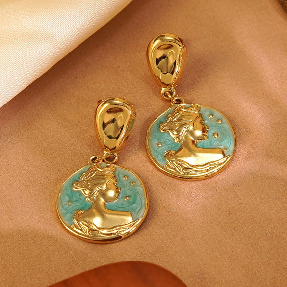 Wholesale Women's Geometric Dripping Oil Enamel Stainless Steel Earrings
