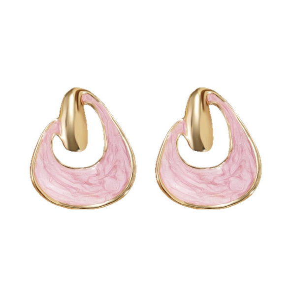 Wholesale Women's Geometric Dripping Oil Stainless Steel Earrings