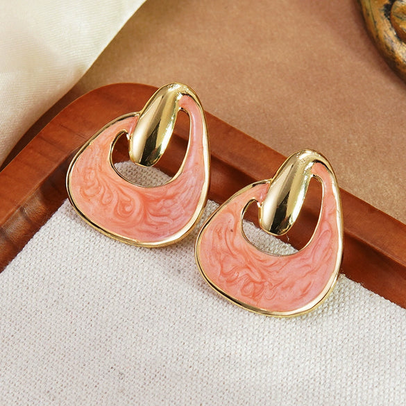 Wholesale Women's Geometric Dripping Oil Stainless Steel Earrings