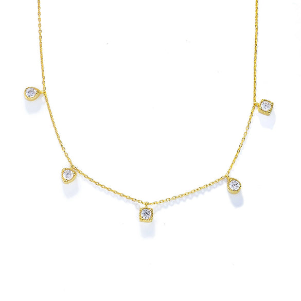 Wholesale Women's Geometric Drop Shape Diamond S925 Sterling Silver Pendant Necklace With Cross Chain