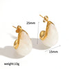 Wholesale Women's Geometric Drop Shape Resin And Stainless Steel Earrings With Vacuum Real Gold Plating