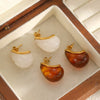 Wholesale Women's Geometric Drop Shape Resin And Stainless Steel Earrings With Vacuum Real Gold Plating