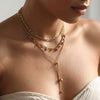 Wholesale Women's Geometric Drop Shape Rhinestone Tassel Stainless Steel Electroplated Cross Chain Necklace