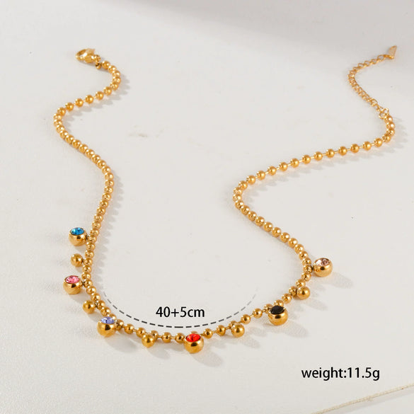 Wholesale Women's Geometric Drop Shape Rhinestone Tassel Stainless Steel Electroplated Cross Chain Necklace