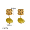 Wholesale Women's Geometric Dropshaped Resin And Stainless Steel Earrings With Vacuum Real Gold Plating