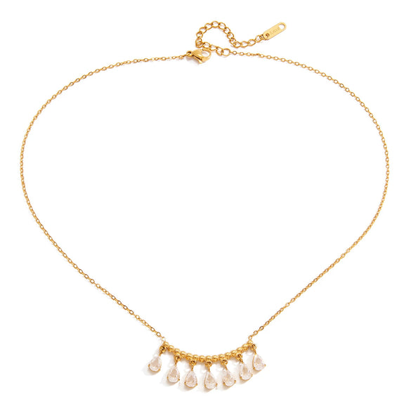 Wholesale Women's Geometric Dropshaped Stainless Steel Electroplated Necklace Old Money Minimalist Style Jewelry