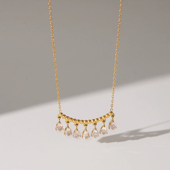 Wholesale Women's Geometric Dropshaped Stainless Steel Electroplated Necklace Old Money Minimalist Style Jewelry