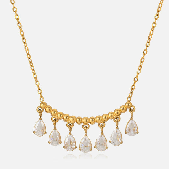 Wholesale Women's Geometric Dropshaped Stainless Steel Electroplated Necklace Old Money Minimalist Style Jewelry