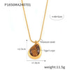 Wholesale Women's Geometric Dropshaped Tiger Eye Pendant Titanium Steel Goldplated Necklace