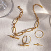 Wholesale Women's Geometric Electroplated Jewelry Set With Titanium Steel Pendant And Stainless Steel Accessories