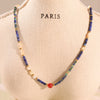 Wholesale Women's Geometric Electroplated Red Agate Lapis Lazuli Zircon Stainless Steel Clavicle Necklace