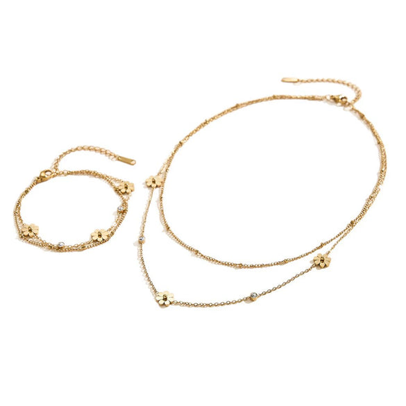 Wholesale Women's Geometric Electroplated Stainless Steel Accessories Set Of Earrings Necklaces And Bracelets