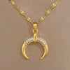 Wholesale Women's Geometric Electroplated Stainless Steel And Copper Crescent Necklace