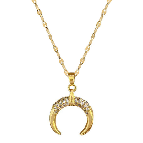 Wholesale Women's Geometric Electroplated Stainless Steel And Copper Crescent Necklace
