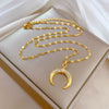 Wholesale Women's Geometric Electroplated Stainless Steel And Copper Crescent Necklace
